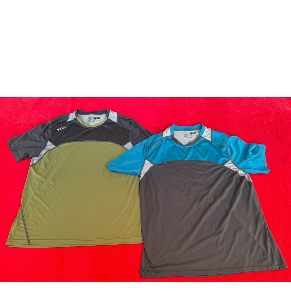 5.11 Tactical Shirt Mens Medium Lot of 2 Green Blue Good Performance Activewear